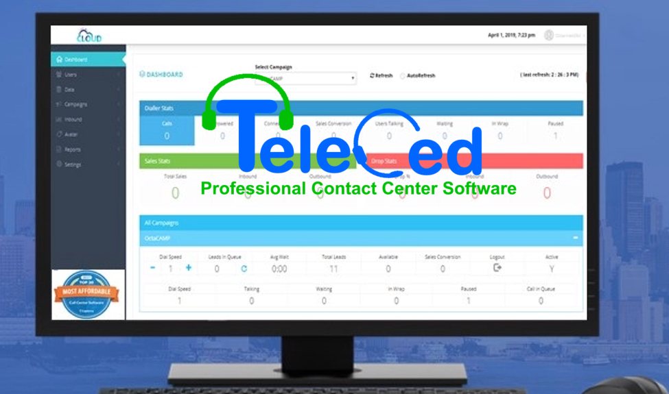 Interfaccia del software per call center Teleced su monitor